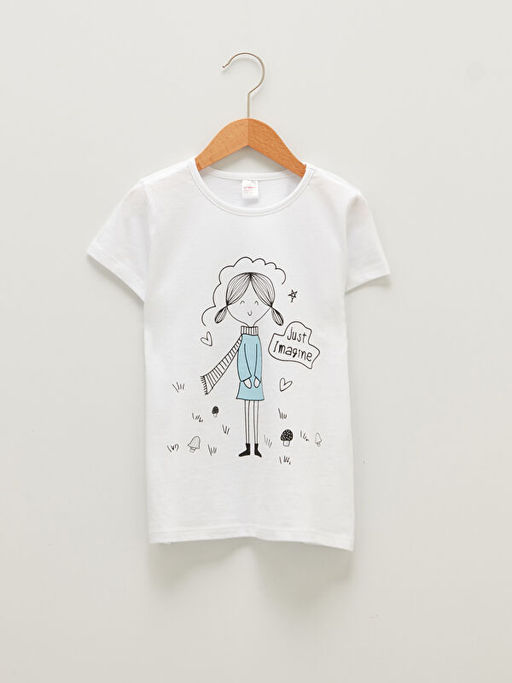 Bisiklet Yaka Bask?l? K?sa Kollu K?z ?ocuk Pijama Tak?m? - Waikiki фото 2