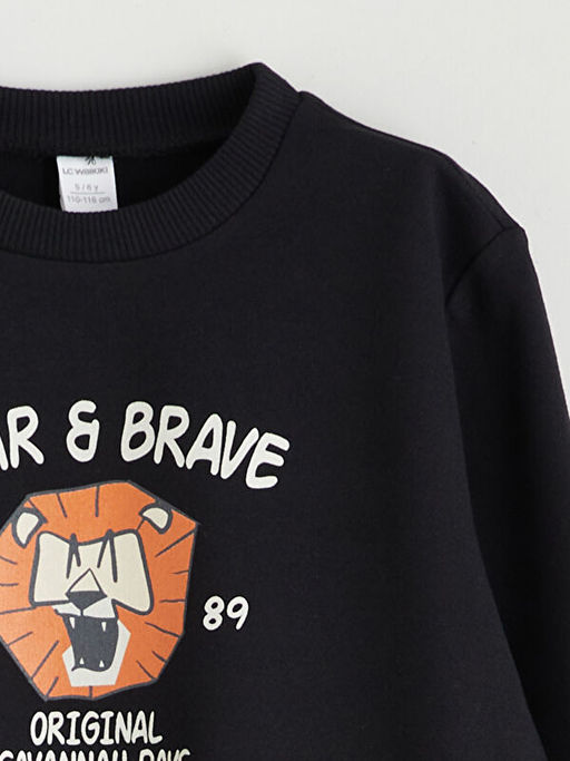 Aslan Bask?l? Erkek ?ocuk Sweatshirt