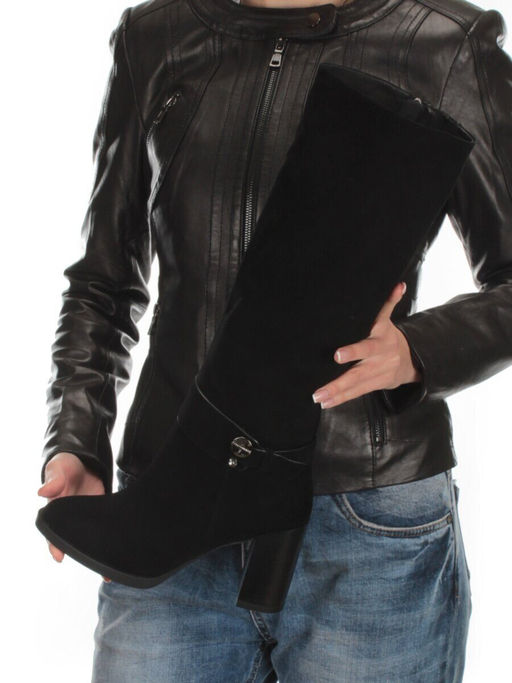 02-DL17-57 BLACK Сапоги зимние женские (натуральная замша, натуральный мех) - Фабричный китай фото 2