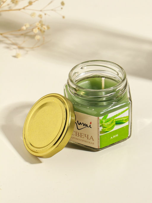 Ароматическая свеча в банке, 70 г, воска, алое