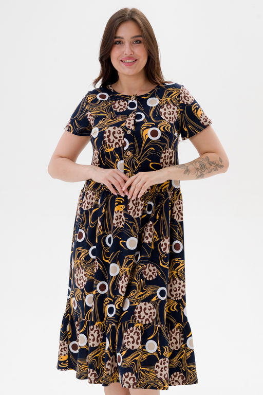 Платье женское из кулирки Кармелита 2 кофе на синем - Амадэль фото 6