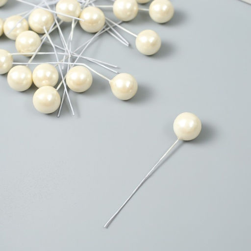 Декор для творчества «Шарик белый жемчужный», d=1.2 см, набор 25 шт., 6×1.2×1.2 см