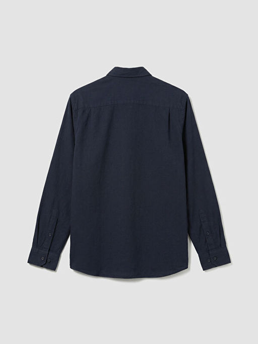 Regular Fit Keten Kar???ml? Erkek G?mlek