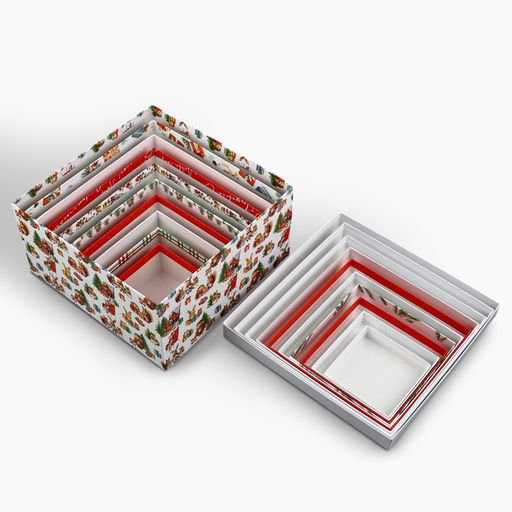 Набор новогодних подарочных коробок 10 в 1 Уютный Новый год, 10?10?628?28?15 см