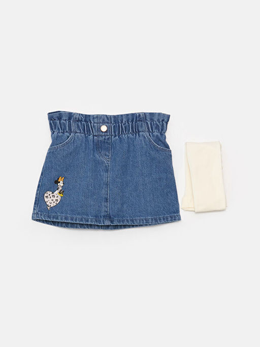 Minnie Mouse Nak??l? K?z Bebek Jean Etek ve K?lotlu ?orap