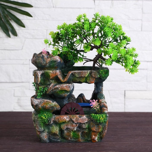 Фонтан настольный «Летний сад», 16×30 см, с подсветкой, без шарика