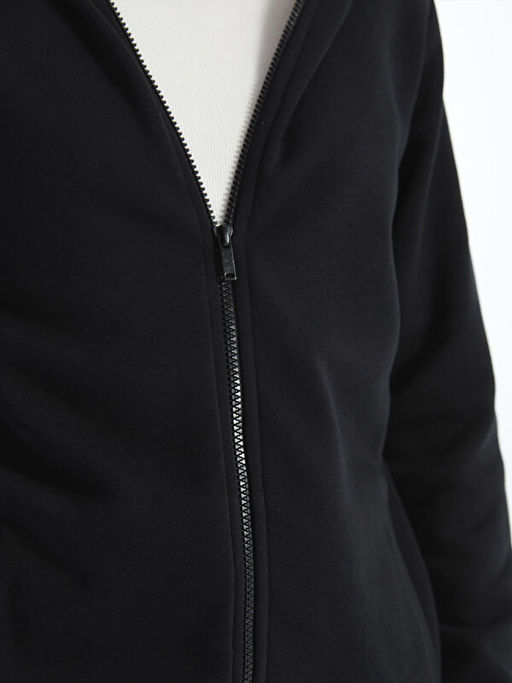 Kap??onlu Kad?n Kal?n Fermuarl? Sweatshirt