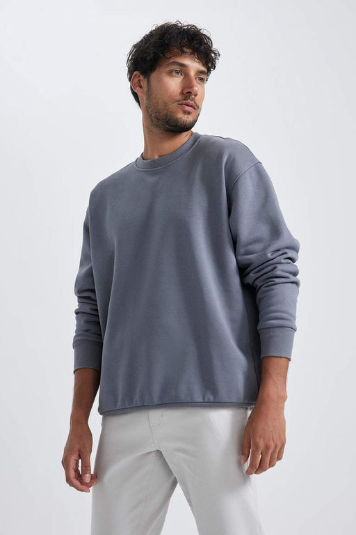 Базовый свитшот Oversize с круглым вырезом - Defacto фото 8