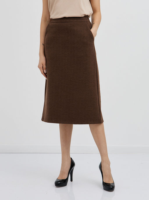 коричневая юбка длины миди с карманами - Glenfield фото 5