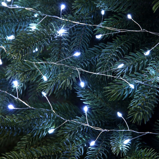 Гирлянда «Мишура» 50 м роса, IP44, серебристая нить, 1500 LED, 8 режимов, свечение белое, 36 В