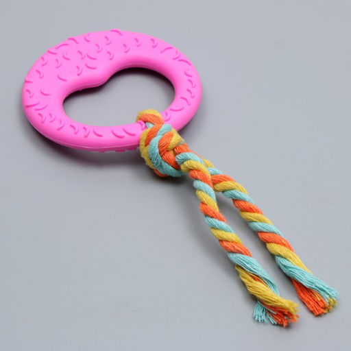 Игрушка жевательная с канатом Гиря, розовая - Пижон фото 3