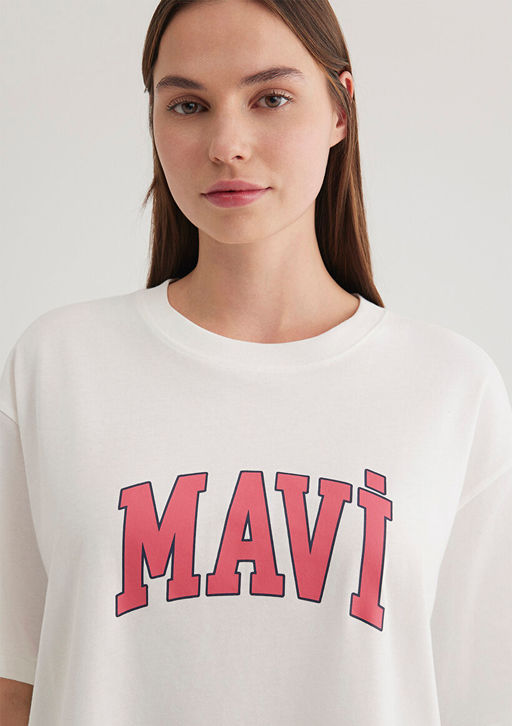 Mavi Logo Bask?l? Beyaz Tisort  фото 5