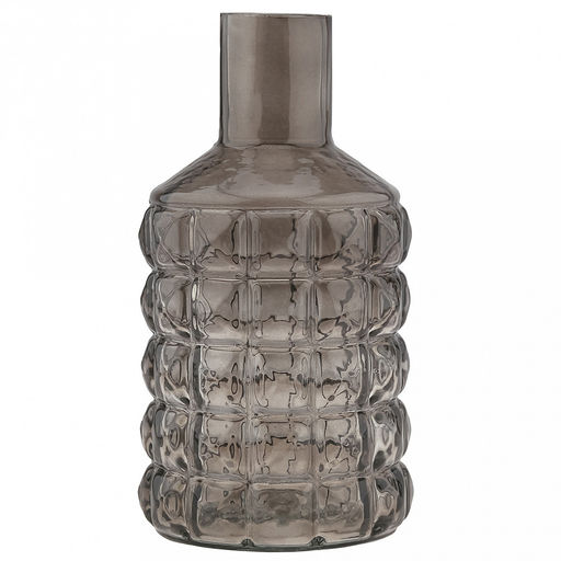 Ваза для цветов стеклянная "Альхес" 1,25л, д11,8см, h22,5см, форма "бутылка", малая, текстурная, "Скандик", дымчатый (Россия)