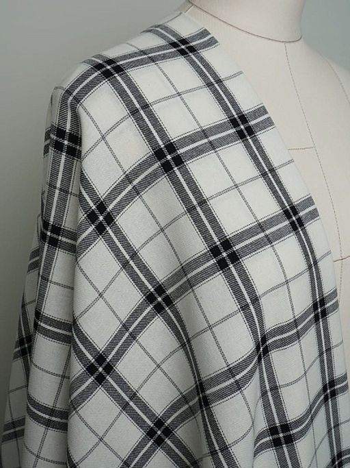 Фуле "Клетка" цв.белый/черный, ш.1.45м, хлопок-100%, 170гр/м.кв