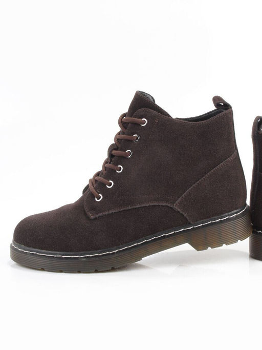 M15-35 BROWN Ботинки зимние женские (натуральная замша, натуральный мех)