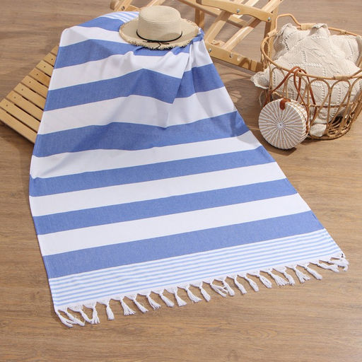 Полотенце Пештемаль LoveLife Полоски, цв. синий, 100х180 см, 100% хлопок, 180 г/м2