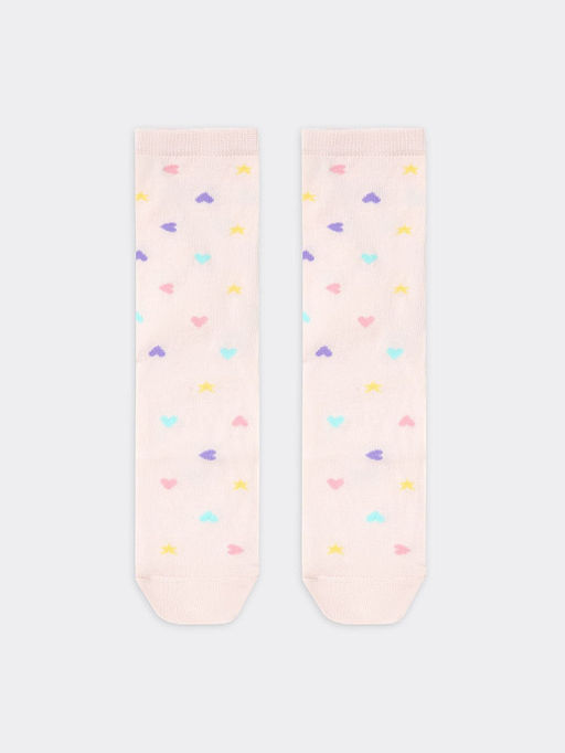 Цена за 5 пар! Высокие детские носки темно-синего цвета с сердечками и звездочками - Mark formelle фото 7