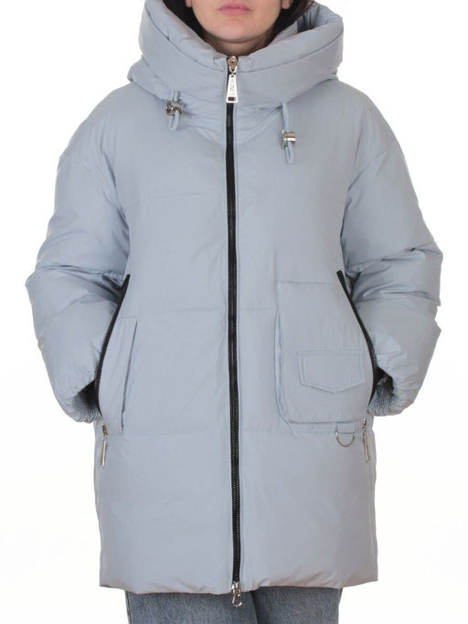 8362 GRAY/LT. BLUE Куртка зимняя женская оверсайз (200 гр. холлофайбер)