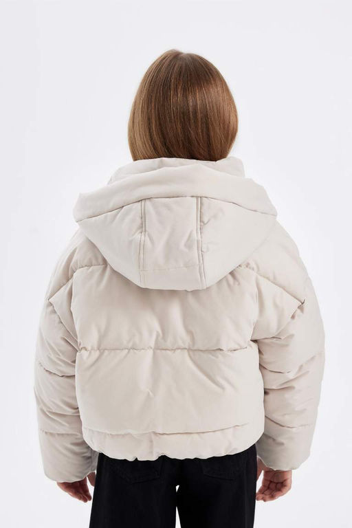 Водоотталкивающий пуховик с капюшоном для девочек - Defacto фото 10