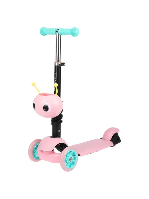 Самокат 2 в 1 с корзинкой GRAFFITI Kids, колёса PU 120/75 мм, розовый