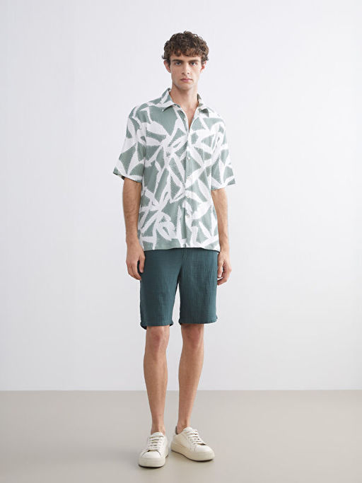 Regular Fit K?sa Kollu Desenli Erkek G?mlek