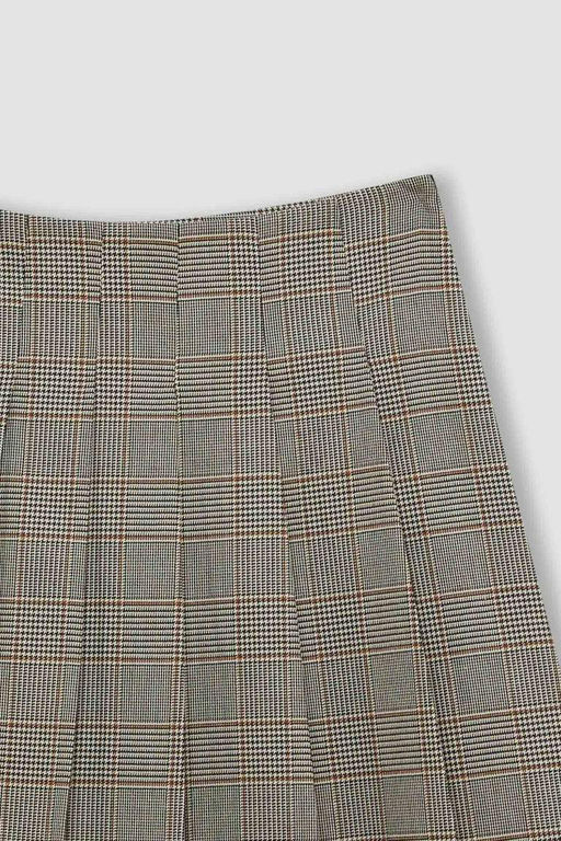 Плиссированная мини-юбка в клетку с нормальной талией - Defacto фото 2