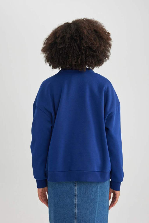 Толстый свитшот оверсайз с круглым вырезом - Defacto фото 9