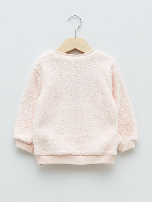 Bisiklet Yaka Uzun Kollu Nak?? Detayl? Pel?? K?z Bebek Sweatshirt - Waikiki фото 2