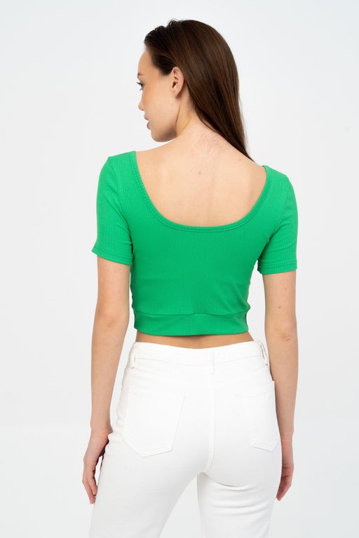 Кроп-топ из вискозы с лайкрой, рубчик - Solo mio фото 4
