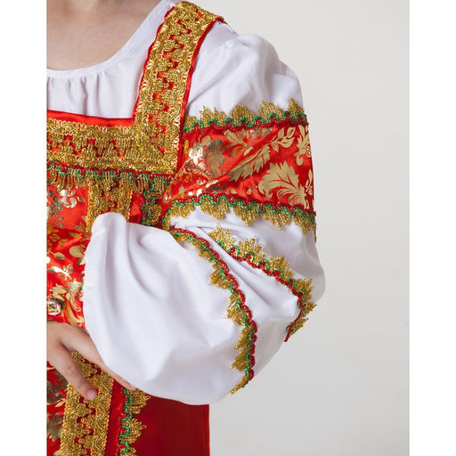 Русский народный костюм Любавушка, платье-сарафан, кокошник, р-р 34, рост 134 см, красный - Страна карнавалия фото 5