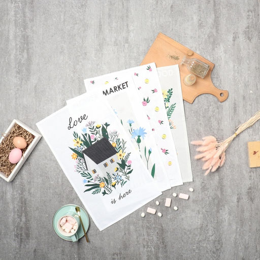 Набор кух. полотенец Доляна Love is here 4 шт, 28х46 см, рогожка, 100% хл, 160г/м2 фото 16