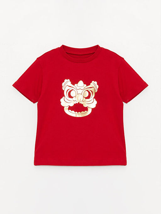 Bisiklet Yaka K?sa Kollu Bask?l? Erkek Bebek Ti??rt