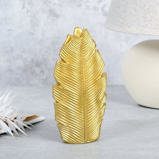 Ваза декоративная Лист 19 см / FM973A /уп 72/золото - Галеонтрейд фото 2