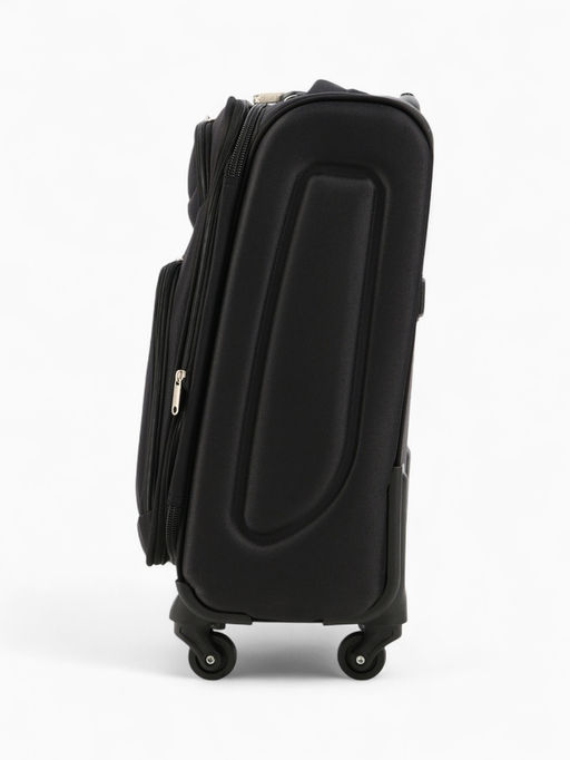 Чемодан на колёсах Royalbag маленький 46 л (S), на молнии, с увеличением, кодовый замок, 4 колеса, чёрный