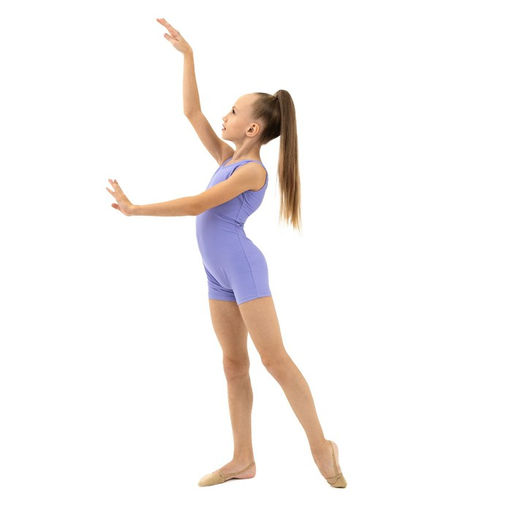 Купальник гимнастический Grace Dance, с шортами, без рукавов, р. 36, цвет сирень  фото 8