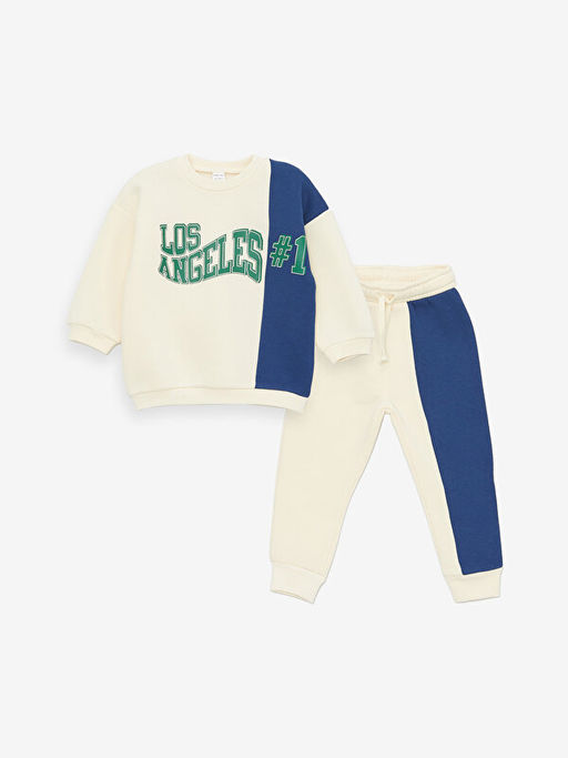 Bisiklet Yaka Bask?l? Erkek Bebek Sweatshirt ve E?ofman Alt 2li - Waikiki фото 3