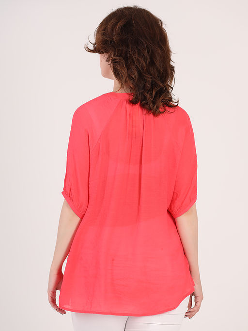 Рубашка женская тонкая розовая из хлопка - Almond фото 4