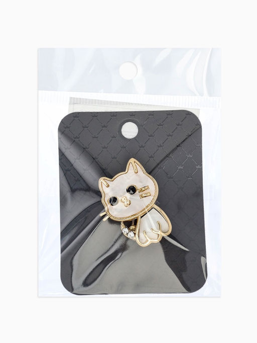 Брошь перламутровый "Котёнок", цвет белый в золоте