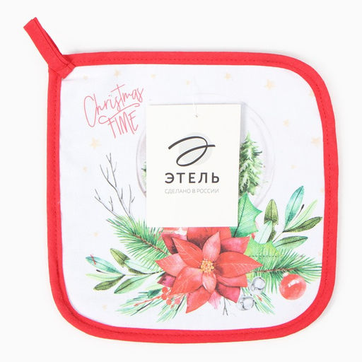 Прихватка Christmas red flowers 19х19см, саржа, 100% х/л,ватин 250г/м2 - Этель фото 3