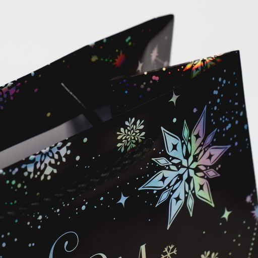 Пакет новогодний подарочный голографический «Танец снежинок», 18 х 23 х 10 см