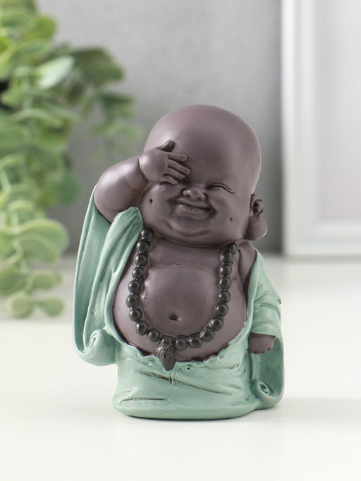 Сувенир полистоун "Счастливый хотей" зелёно-коричневый 5х7,5х10 см