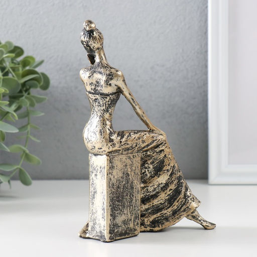 Фигурка полистоун «Девушка на камне», под бронзу, 12.5×5×17 см