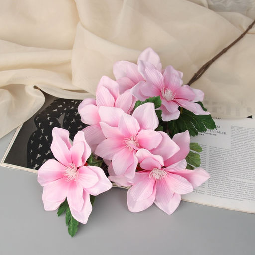 Цветы искусственные «Клематис крупноцветковый», 61×14 см, розовые