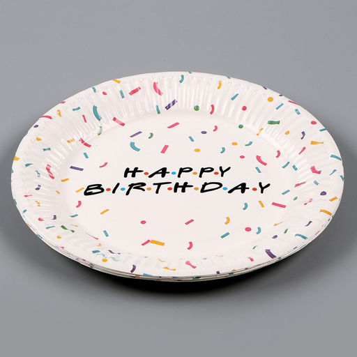 Тарелка бумажная Happy birthday, 18 см, в наборе 6 штук - Страна карнавалия фото 3