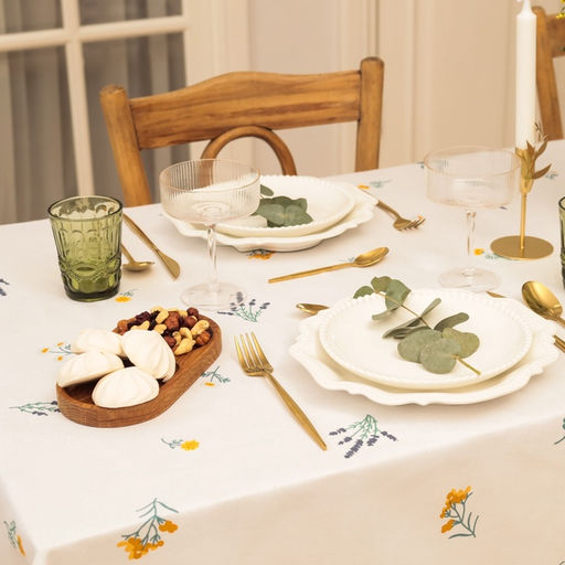 Скатерть Этель. Полевые цветочки, 146?2202 см, рогожка 176 г/м?, 100% хлопок