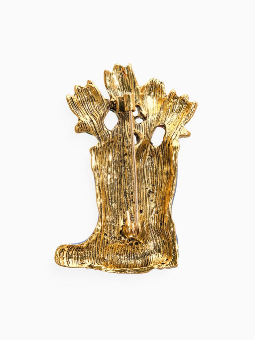 Брошь «Цветы Тюльпанов в Сапогах», цветная в чернёном золоте