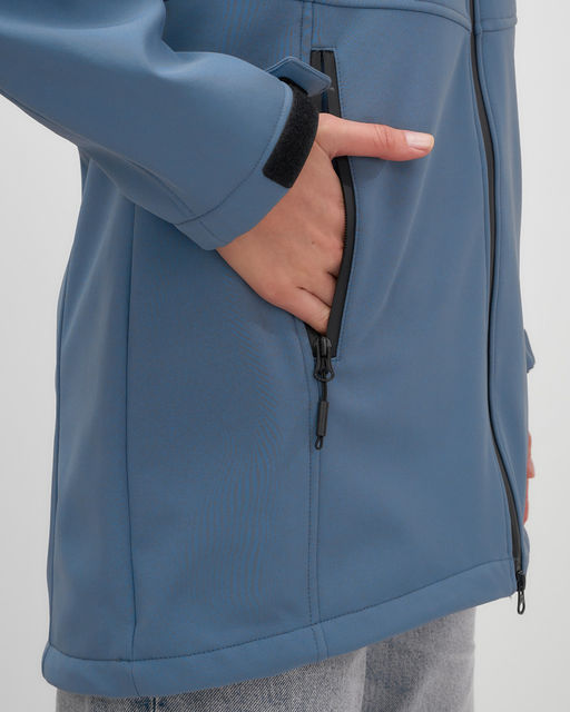 Парка спортивная женская с капюшоном softshell синего цвета 9568S - Mtforce фото 12