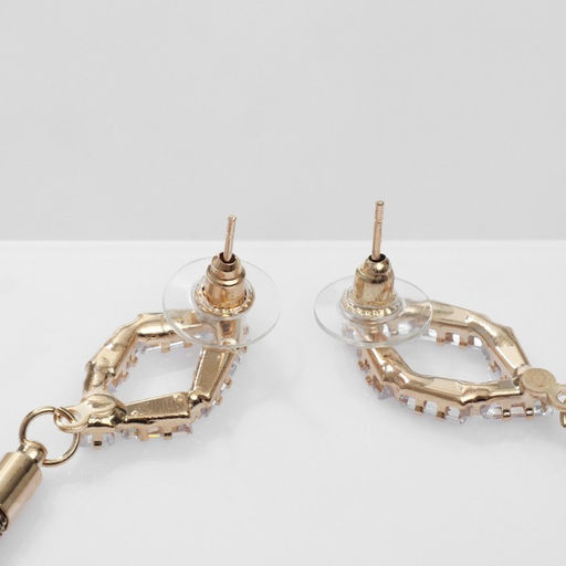 Серьги висячие со стразами Одиссея эллипс, цвет белый в серебре - Queen fair фото 2