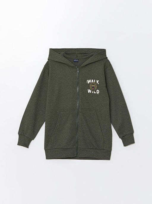 Kap??onlu Erkek ?ocuk Fermuarl? Sweatshirt