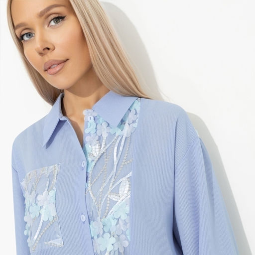 Рубашка комбинированная с вышивкой Смелое решение (fiower) - Charutti фото 3